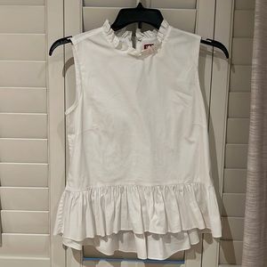 Staud White Peplum Top